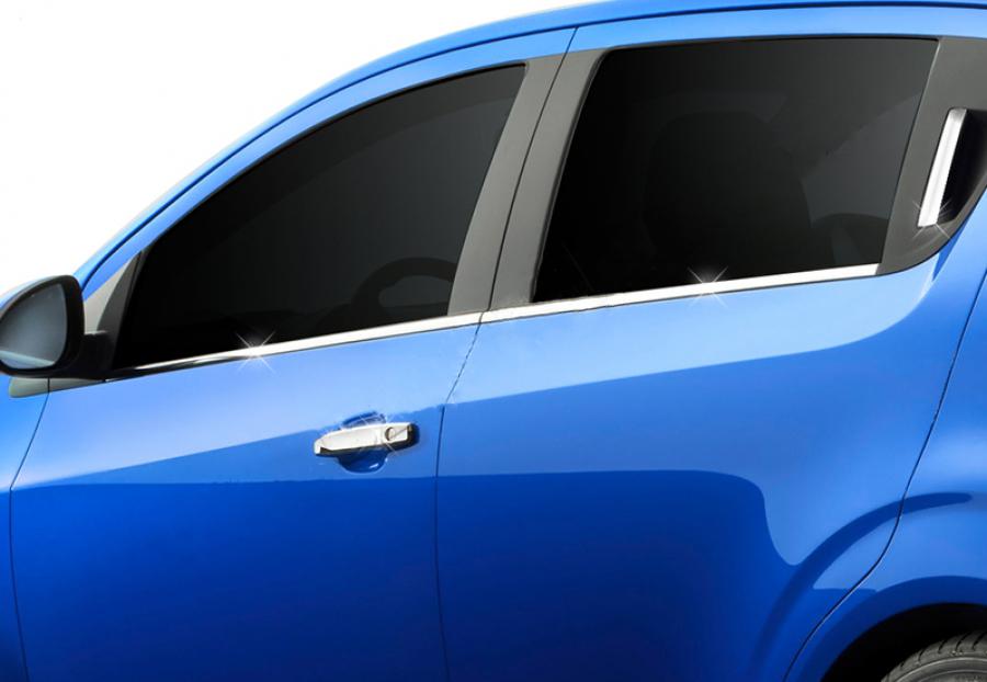 Lower Glass Moldings (stainless Steel) Hatchback, OmsaLine - Italian Stainless Steel for Chevrolet Aveo T300 2011-2020