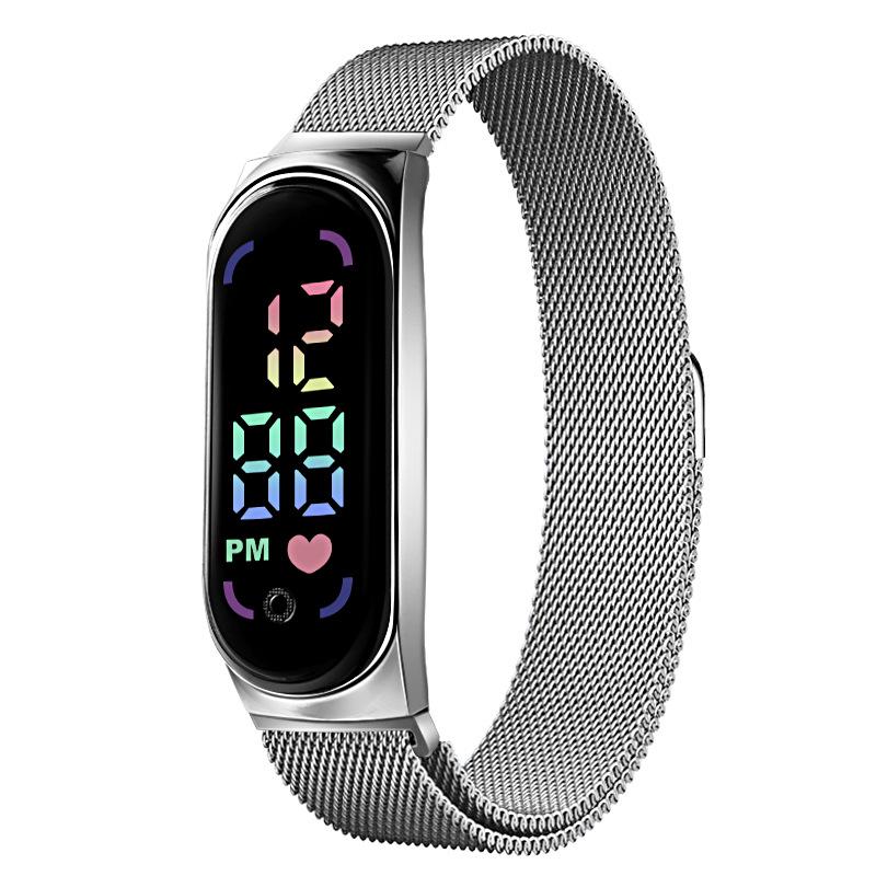 Waterproof Magnetic LED Digital Sports Watch for Students with Alloy Bracelet - Children's Gift