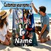 Custom Name Personalized Coraline Print Beach Towel, for Trip Camping Beach Party Home Decor, Birthday Gift for Family & Friends