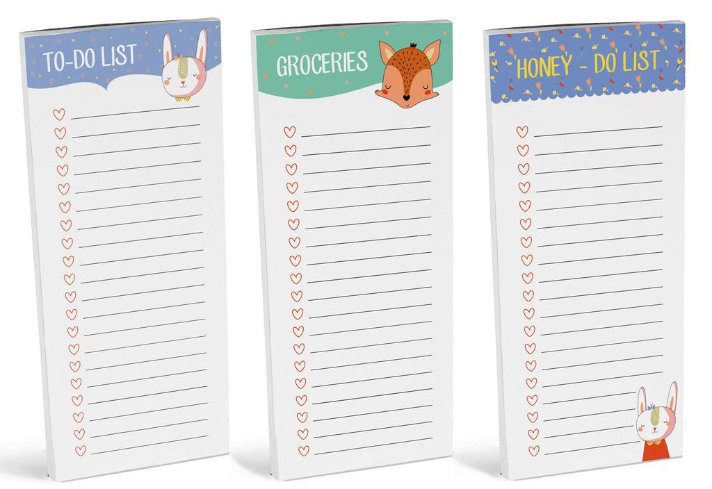 Inkdotpot Pack of 3 Magnetic Fridge To-Do List Notepads- Magnetic Memo Pads For Refrigerator-  (50 Sheets