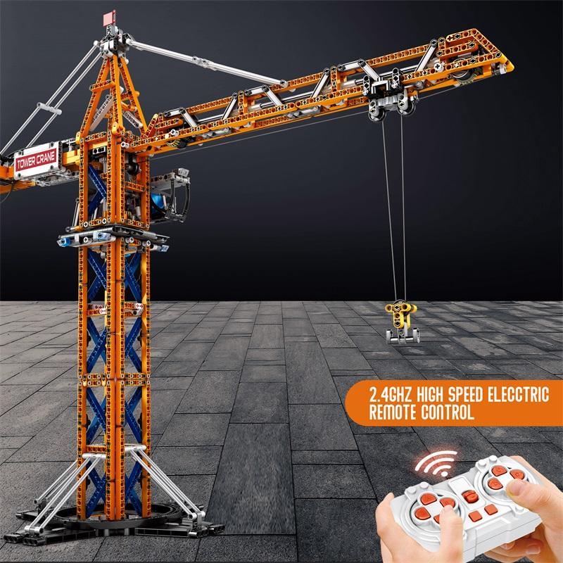 Non-Toxic 1176Pcs Remote Control Tower Crane Moc Model Building Blocks Tower Crane Electric Technology Bricks Children'S Diy Assembly Toys