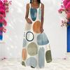 Women Plus Size Scoop Neck Strappy Sleeveless Geometric Printed A Line Maxi Dress