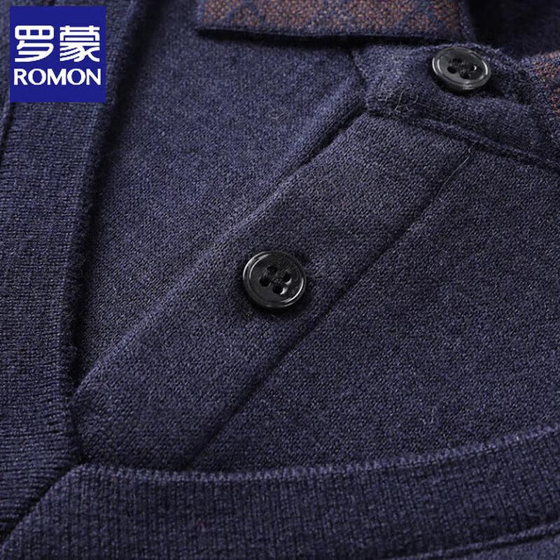 ROMON Men's Faux Two-Piece Wool Blend Pullover Sweater