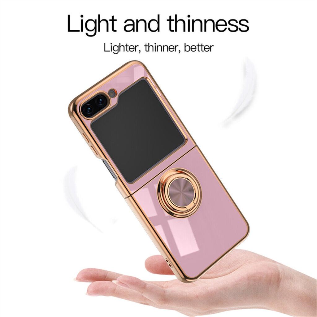 Luksusowa, odporna na wstrząsy obudowa telefonu Samsung Galaxy Z Flip 6 5 4 3 ochronna osłona pierścieniowa stojak uchwyt ultracienka osłona