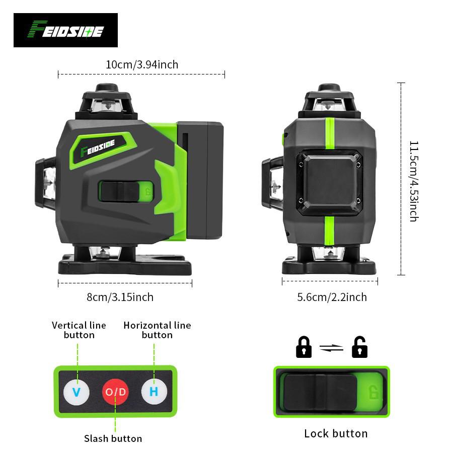 High-Precision 16-Line Infrared Laser Level with Automatic Leveling for Outdoor Use