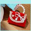 Charming Pink Rose Bow Pearl Handbag For Girls Trendy Versatile Princess Style