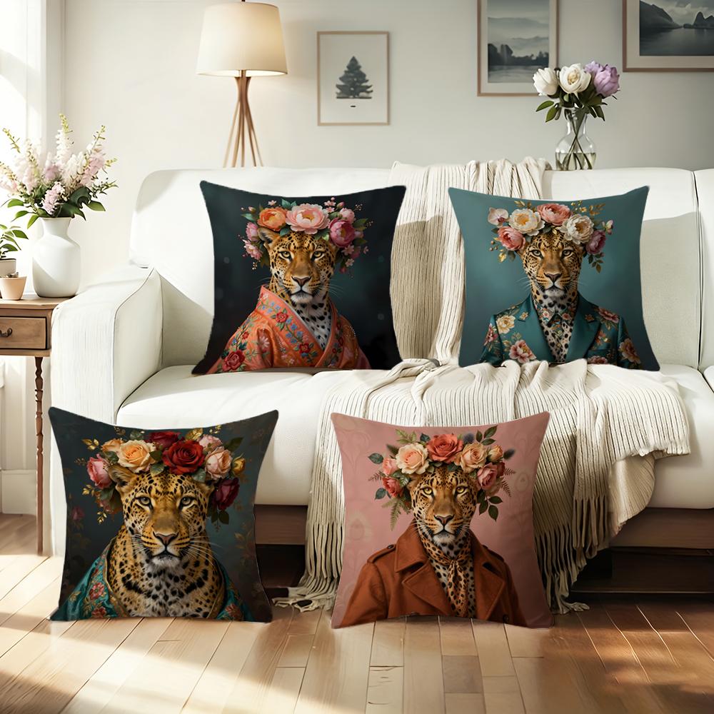 LeopardPrinted Doublesided Printed Pillow Cover Short Plush Suitable Living Rooms Bedrooms Sofas Throw Cushion Cover