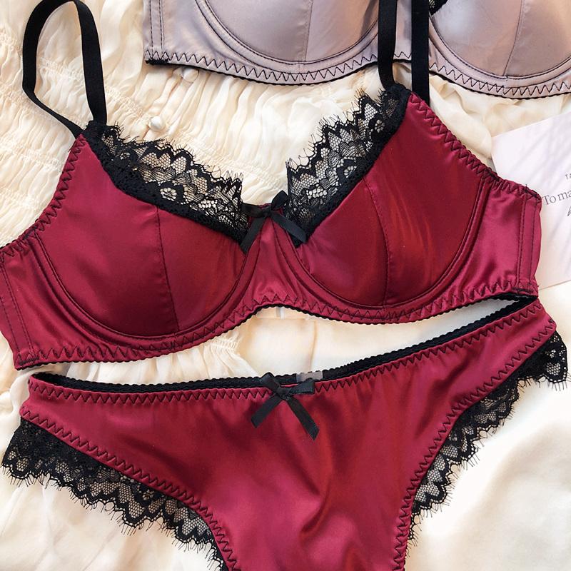 French Thin Cup Lingerie Set Sexy Lace Push Up Bra Fashion Women Silk Fabric Underwear High Quality Intimates Bras and Panties