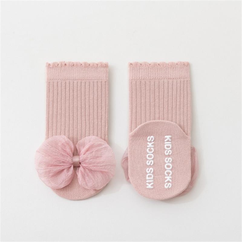 Children Socks with  Not  Slip Bottom & Lace Bowknot Toddler Safety Socks Smooth Stitching Socks for 1 to 5 Years
