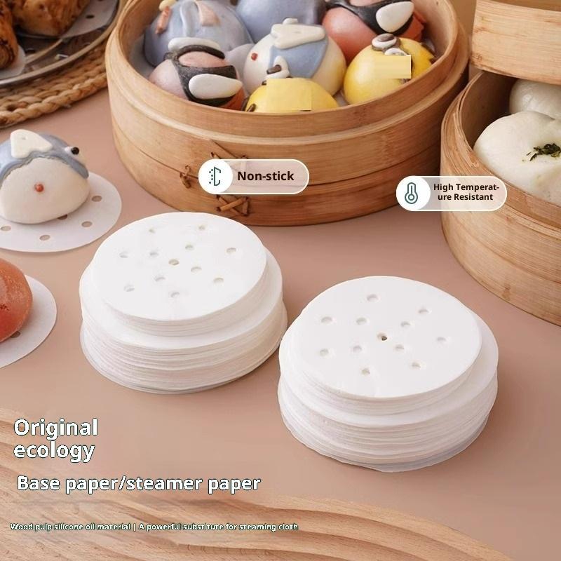 100/400 Stück Einweg-Dampfpapier Backpapier Silikonölpapier Antihaft-Dampfbeständiges Papier Dampfgitter für Brötchen