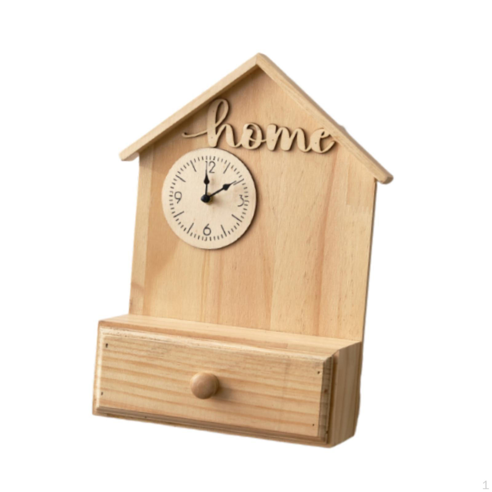 

Creative Round Decorative Wall Clock with Storage Drawer, Silent, No Ticking, for Office, Kitchen, хакі