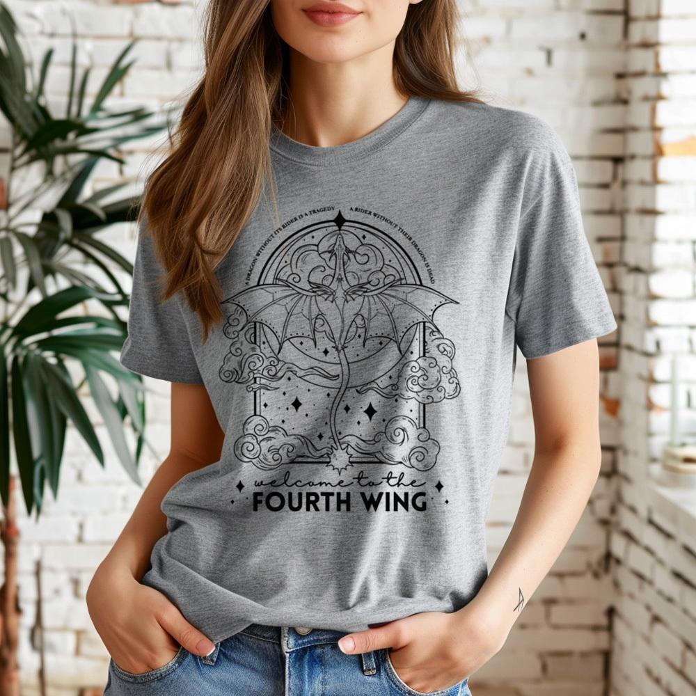Fourth Wing T Shirt Girl Grunge Pop Culture Comfortable Colorful T Shirt Gothic Anime Punk 80s Digital Hip Hop