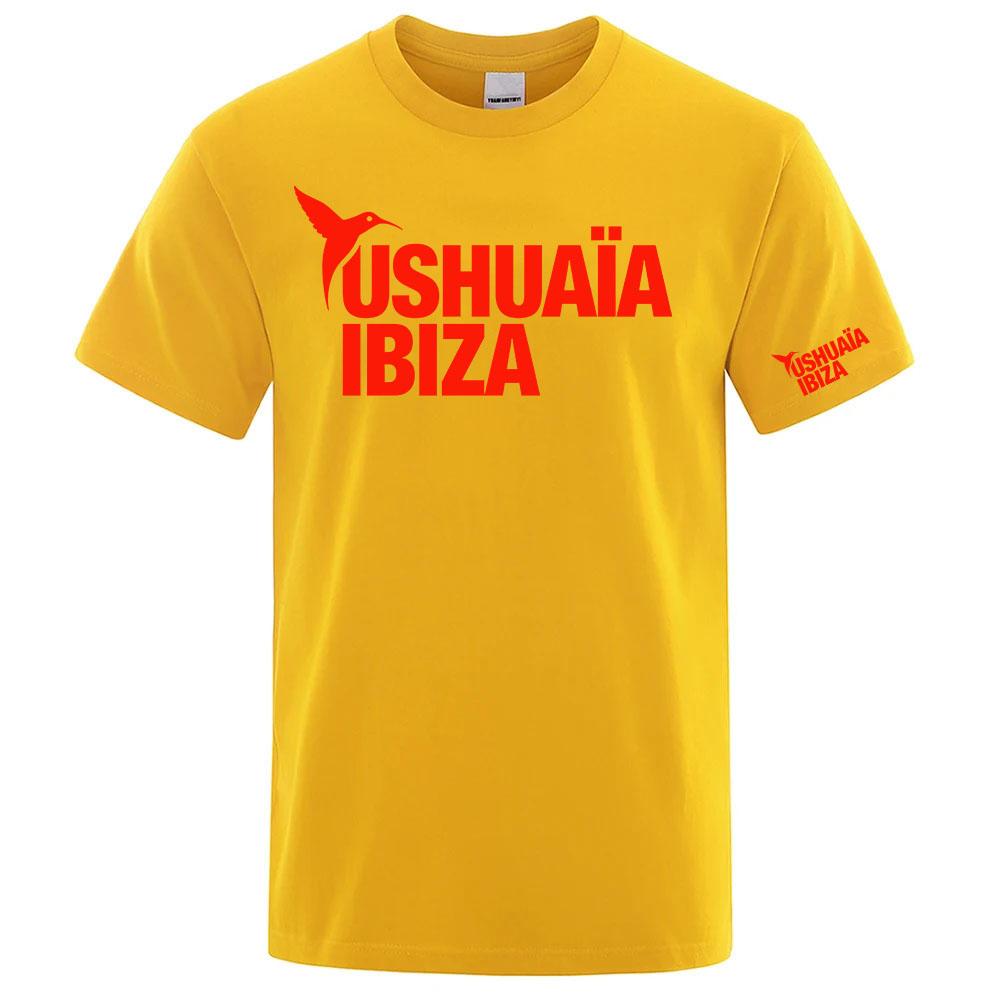 Zcela nové 100% bavlněné tričko 2026 Unisex s potiskem loga Ushuaia Ibiza Jednobarevné Kulatý výstřih Krátký rukáv Prodyšné tričko