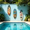 Outdoor Waterproof Wall Art Ornament 1/3Pcs Surfboard Plaque Decoration, Solid Wood Vintage Coastal Sign, Tropical Beach Decoration Retro Seaside