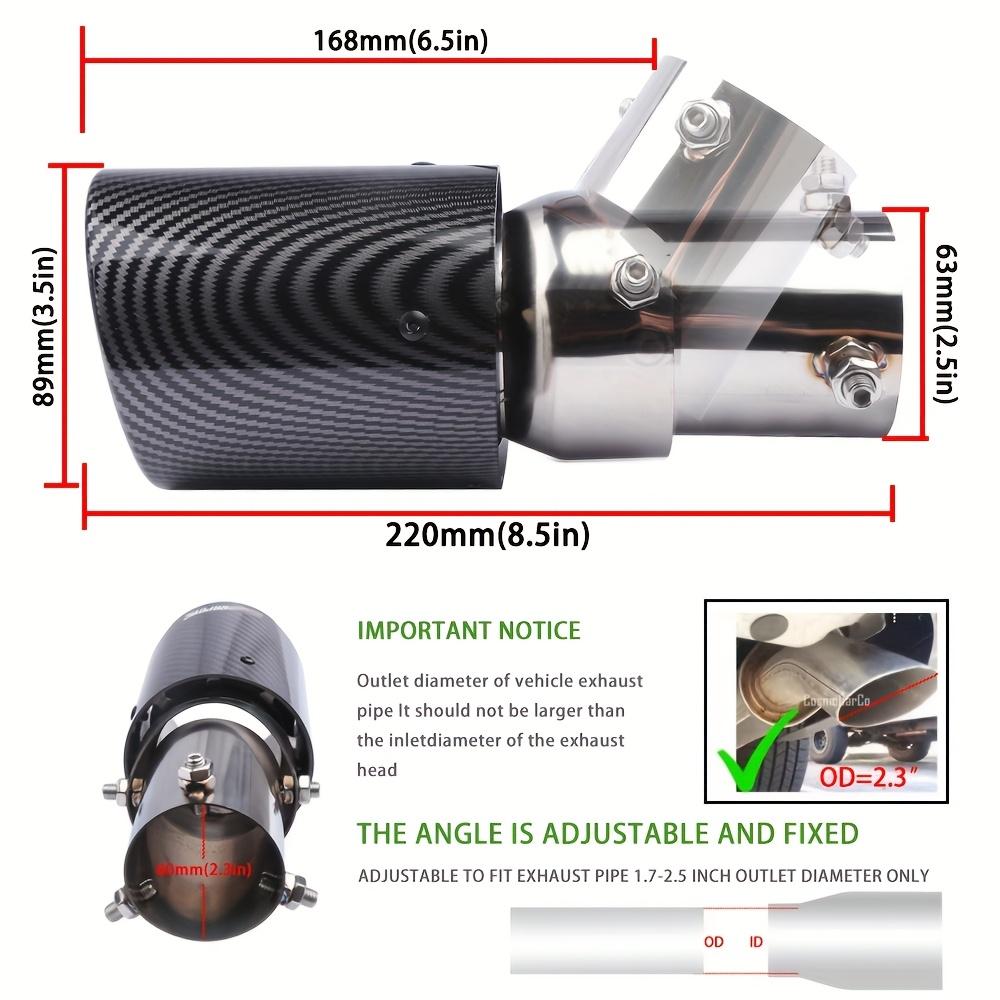 Car modification carbon fiber tailpipe, 63-89mm stainless steel tailpipe, adjustable elbow ABS plastic shell tailpipe