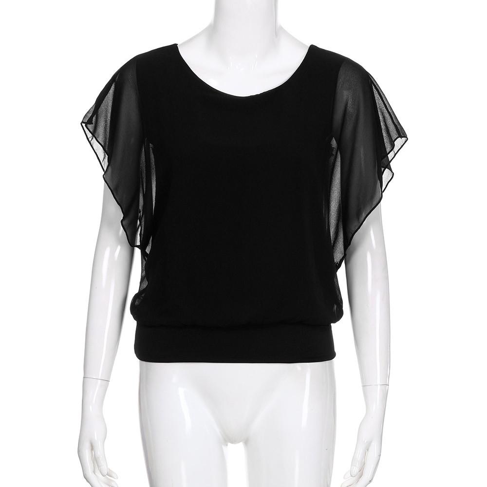 Damska bluzka Szyfonowa koszulka Batwing Letnie luźne topy