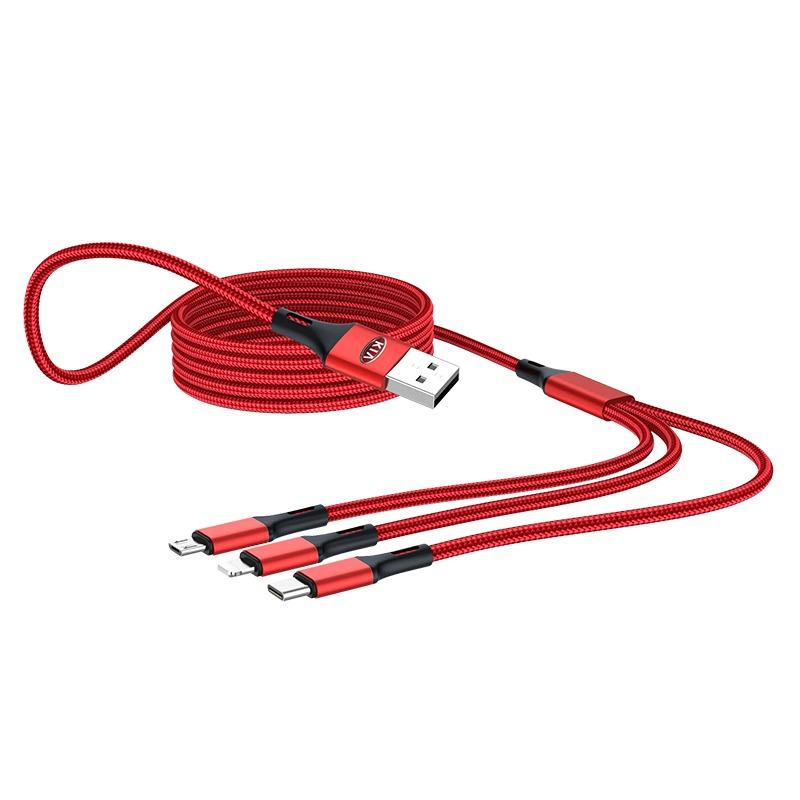 Car Emblem 3in1 Type C Lightning Micro USB Fast Charging Cable For KIA Sportage Ceed Rio 3 Picanto Proceed Gt Stinger 4 K7