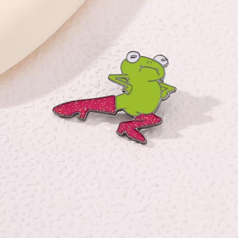 1 Pc Funny Pink Boots Frog Enamel Pin Animal Metal Badge Lapel Pins Lacquered Gift Decoration Jewelry