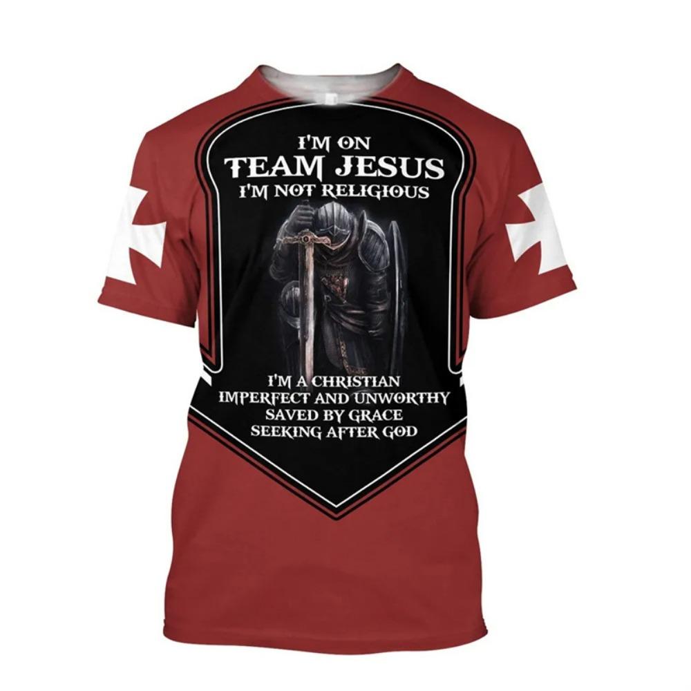 Christian Jesus Pattern T-Shirt Men Religious Believe 3D Printed T Shirts Unisex Short Sleeve Fashion Casual Streetwear Tee Top