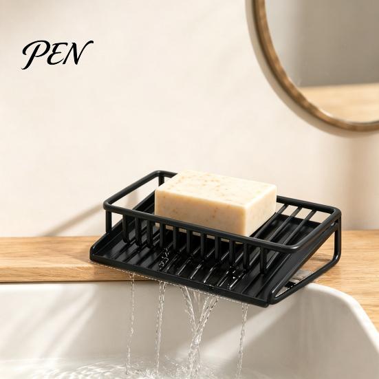Modern Soap Storage Self Draining Dish, Removable Tray Design Compact Bathroom Organizer Container, Durable Holder for Kitchen Sink Countertop