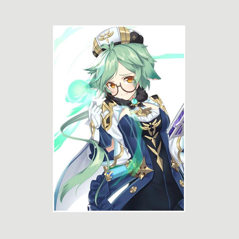 Genshin Impact Series Posters White Paper Anime Girl Poster Mural Home Decor Study Bedroom Bar Cafe Decoration Painting Wall Art Prints
