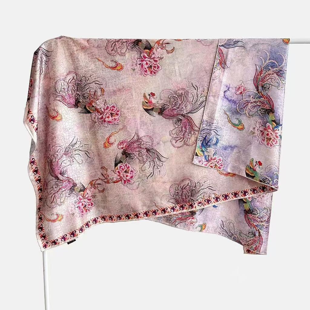 Xiangyun Yarn 140 * 140 Shawl Scarf Double-Sided Printed Pattern Silk Scarf National Style Series Product National Tide