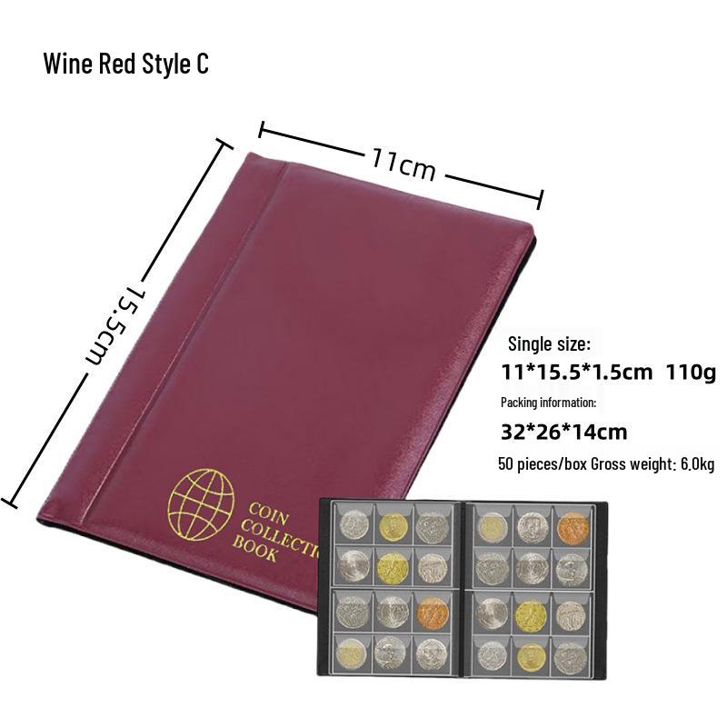 240 Cep Alanlı Büyük Antika Madeni Para Saklama Albümü - Hatıra Madeni Para Koleksiyoncusu Ciltli Dosyası