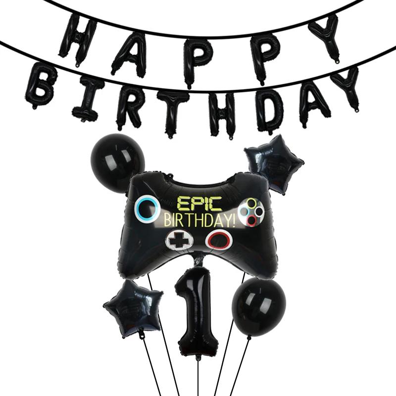 Video Game Party Supplies Set Baby Boy Birthday Party Decoration Happy Birthday Gaming Backdrop Game Table Covers Gamer Balloons