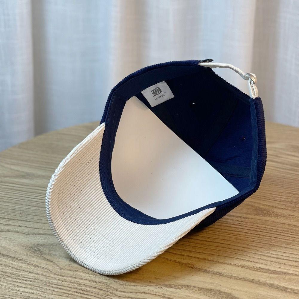 Casual Embroidered Bear Baseball Hat Breathable Wide Brim Travel Sunshade Hat Corduroy Adjustable Outdoor Sport Hat