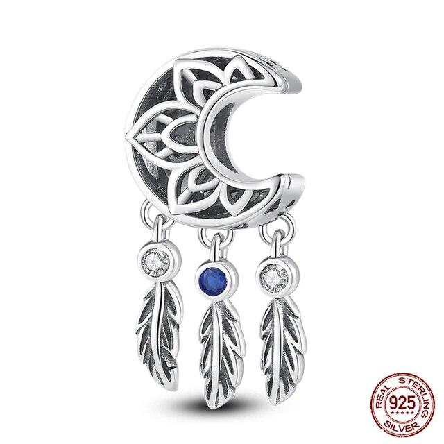 925 Sterling Silver Colorful Zircon Dreamcatcher Charms Beads Pendants FitFashion Original Bracelets DIY Jewelry Making