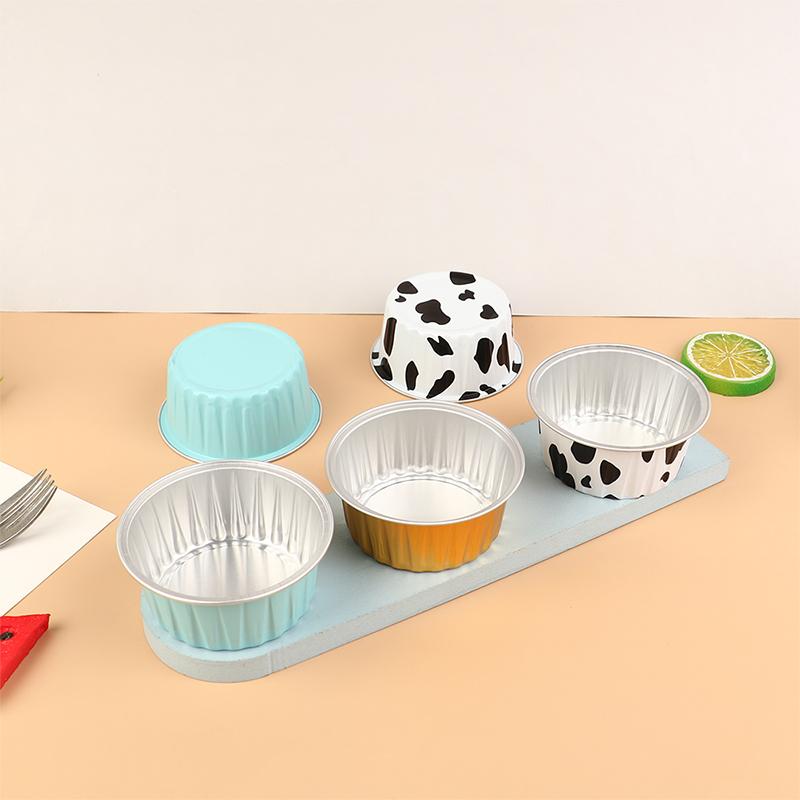 10Pcs Reusable Round Aluminum Foil Tin Cup Pudding Cake Molds Baking Tools
