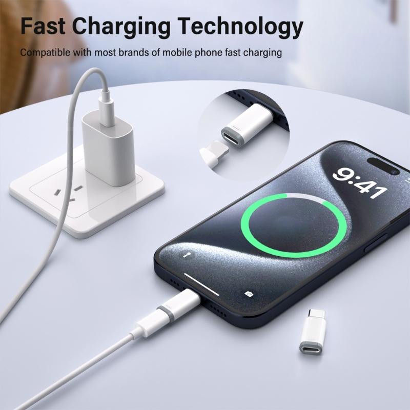 Phone  to USB C Adapter Lighting Aluminum Charger Adapter Fast Charging & Data Transfer Easy to Carry for Phone  16