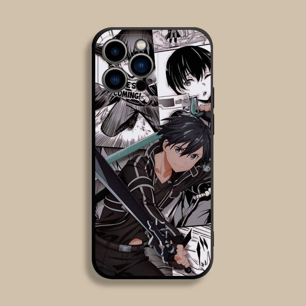 Sword Art Online SAO Kirigaya Handyhülle Für iPhone 17,16,15,14,13,12,Pro,Max,Plus,E,SE4,Air,Mini Schwarze Weiche Hülle