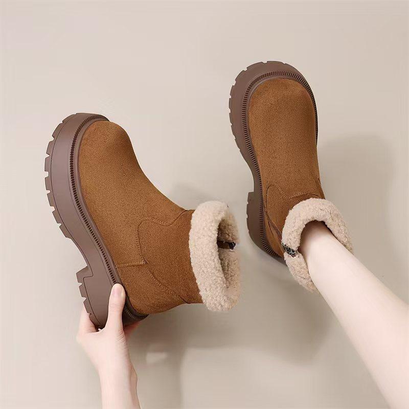 

Thick-soled snow boots women s new winter small height increase versatile fleece retro boots winter big cotton shoes 40