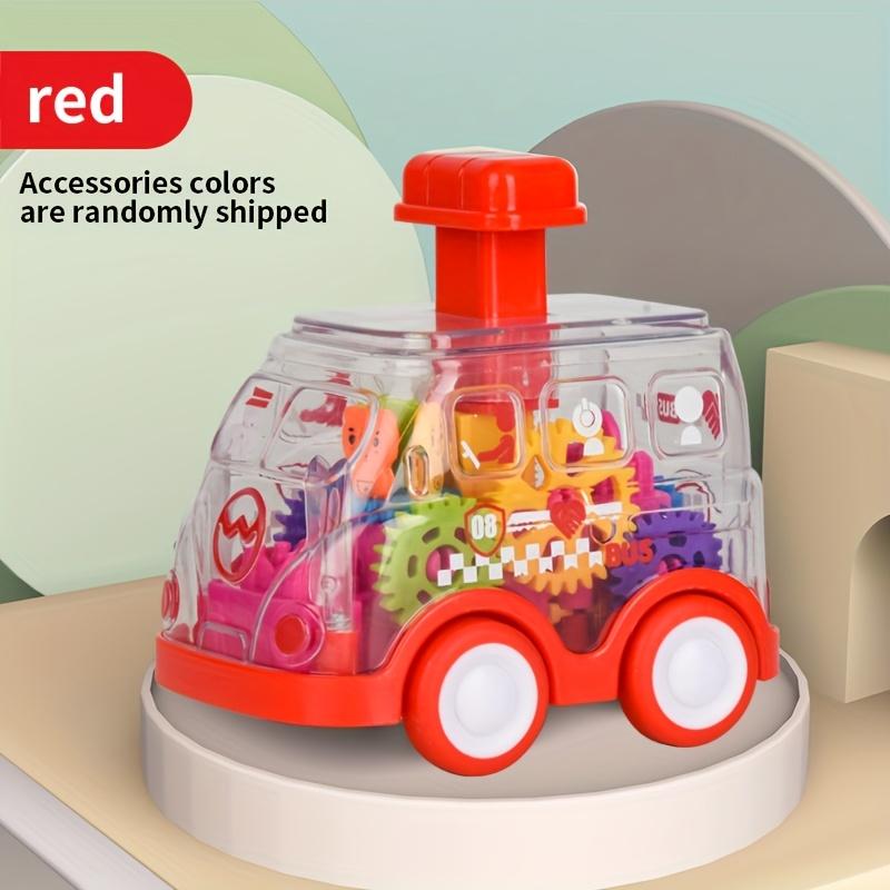 Hand Press Gear Car Inertia School Bus Taxi Police Car Fire Truck Car Puzzle Glide Toy Birthday Gift Halloween Thanksgiving Christmas