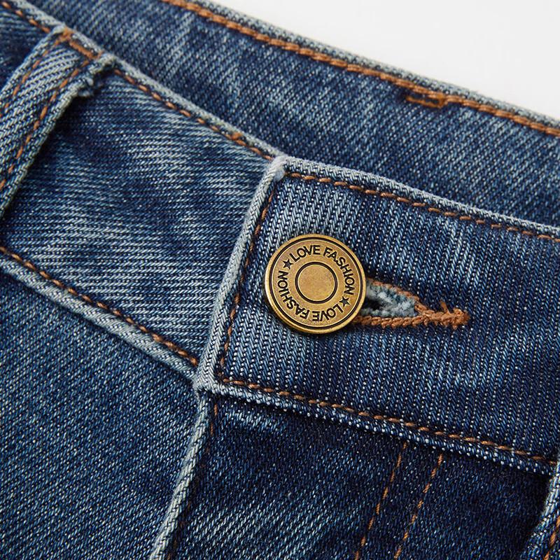 Xiangying High-Waist Wide-Leg Distressed Jeans