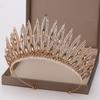 Luxurious Rhinestone Crystal Gold Wedding Big Crown Queen Bridal Tiara Women Beauty Pageant Bridal Hair Jewelry Accessories Gift