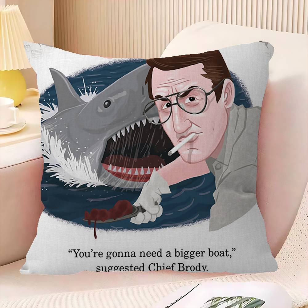 Classic J-Jaws Thriller Movie Cushion Cover Pillow Cover Decor Pillowcase Printed Cushion Case For Couch