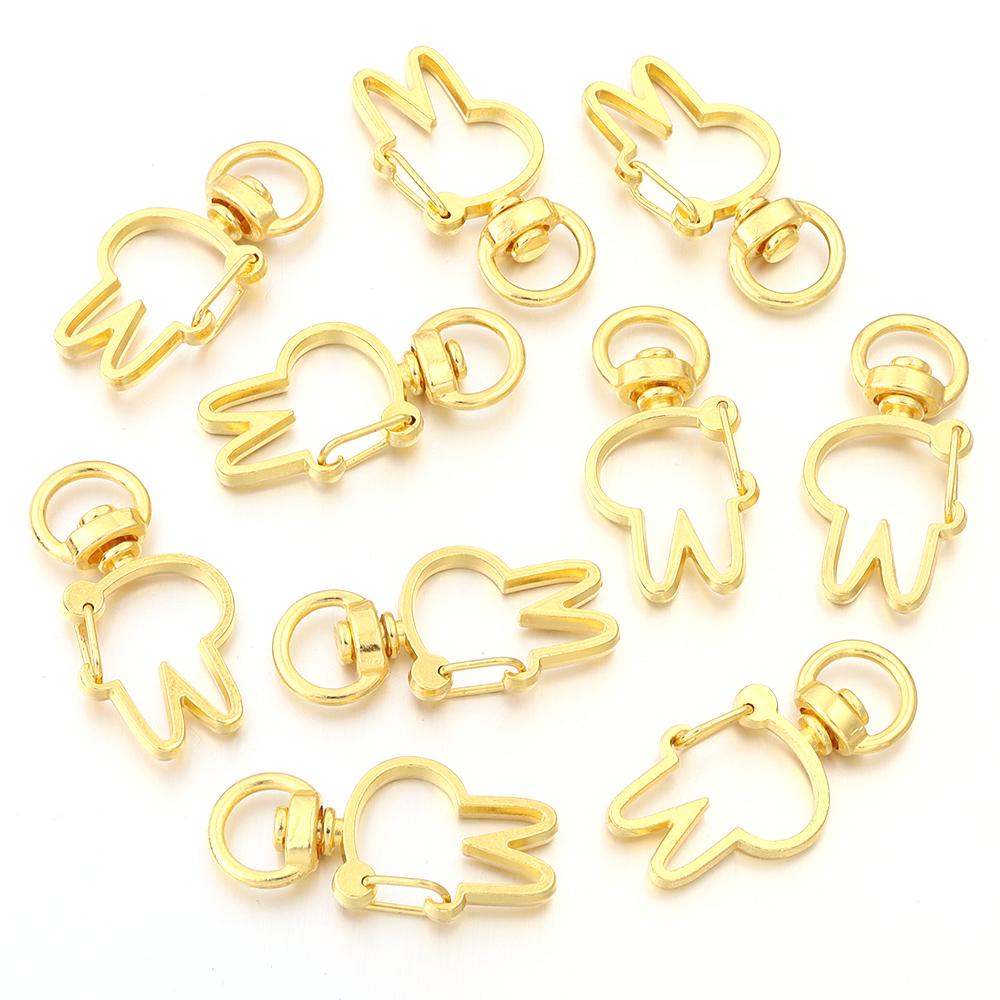10Pcs/pack Lobster Clasps Hooks Star Blossom Heart Cat Moon Keychain Lobster for Charms Key Ring Clasp Jewelry Making Accessorie