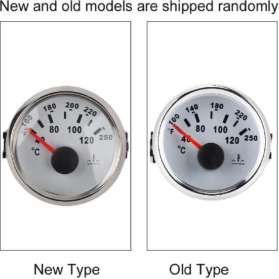 Water Temperature Gauge,52mm/2in Marine Engine Water Temperature Gauge 40 120 ℃ Temp Meter for Boat RV(White Dial Silve)