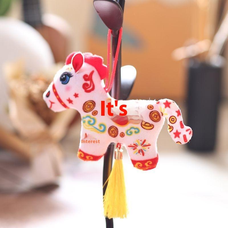 Cute Lifelike Animal Year Horse Mascot Stuffed Doll Pendant Backpack Hanging Ornament