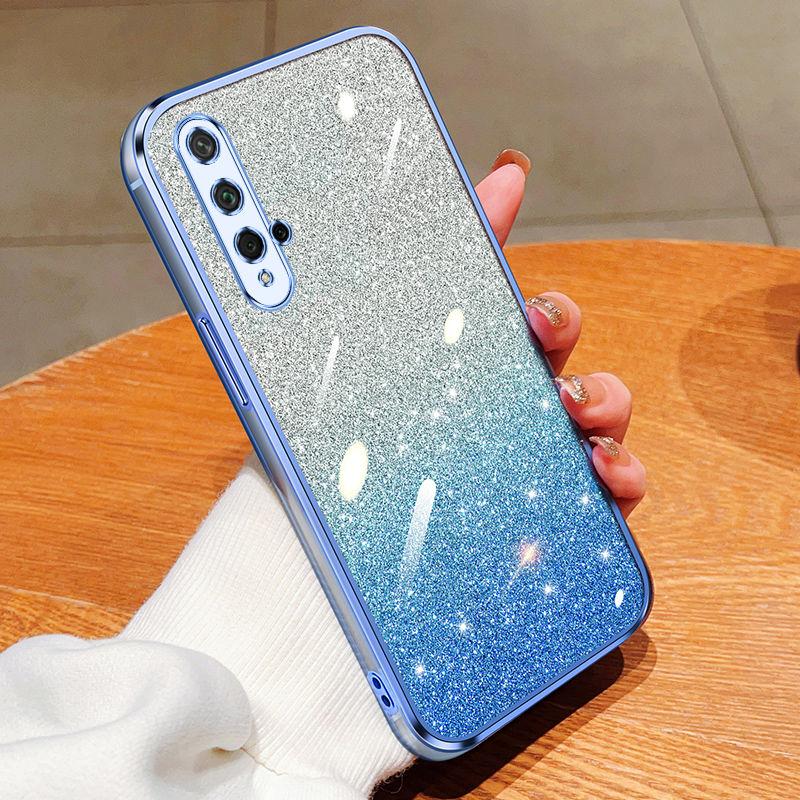 Für Huawei nova 5T Hülle Huawei YAL-L21, YAL-L61, YAL-L71 Handyhülle Glänzende Glitzerbeschichtung Silikon Kameraobjektiv Weiche Rückseite