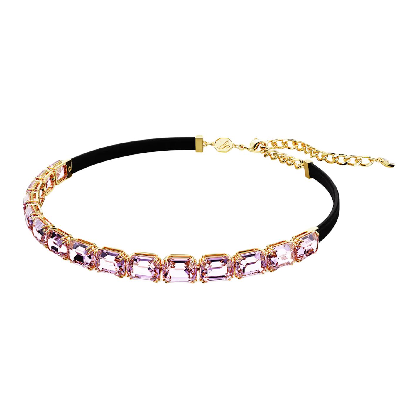 

Swarovski Millenia Inlaid Design Crystal Gold-Plated Velvet Ribbon Necklace Unisex necklace Purple 5720486 Box+Shopping Bag (Random Color)