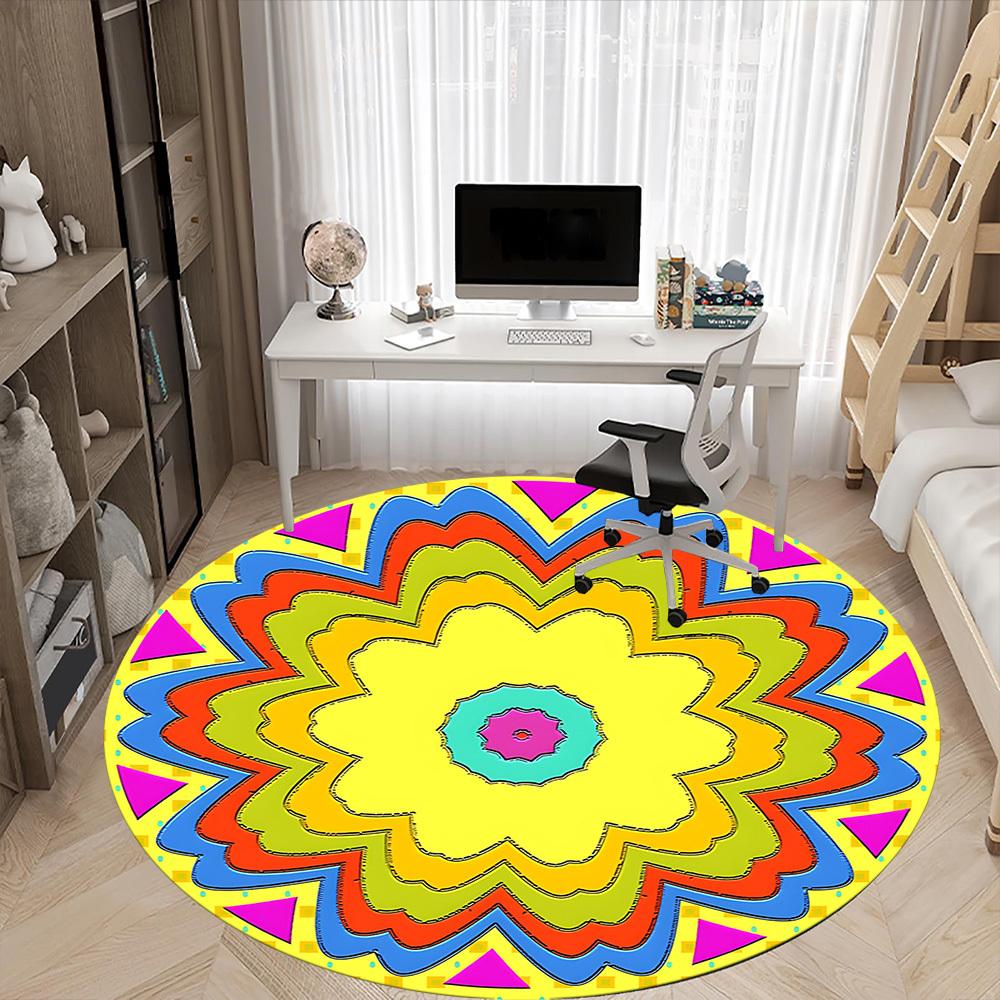 1pc Flower Mandala Chair Carpet for Office - Durable, Ideal for Chair Mats, Stylish & Functional Decorative Rug yy260130048