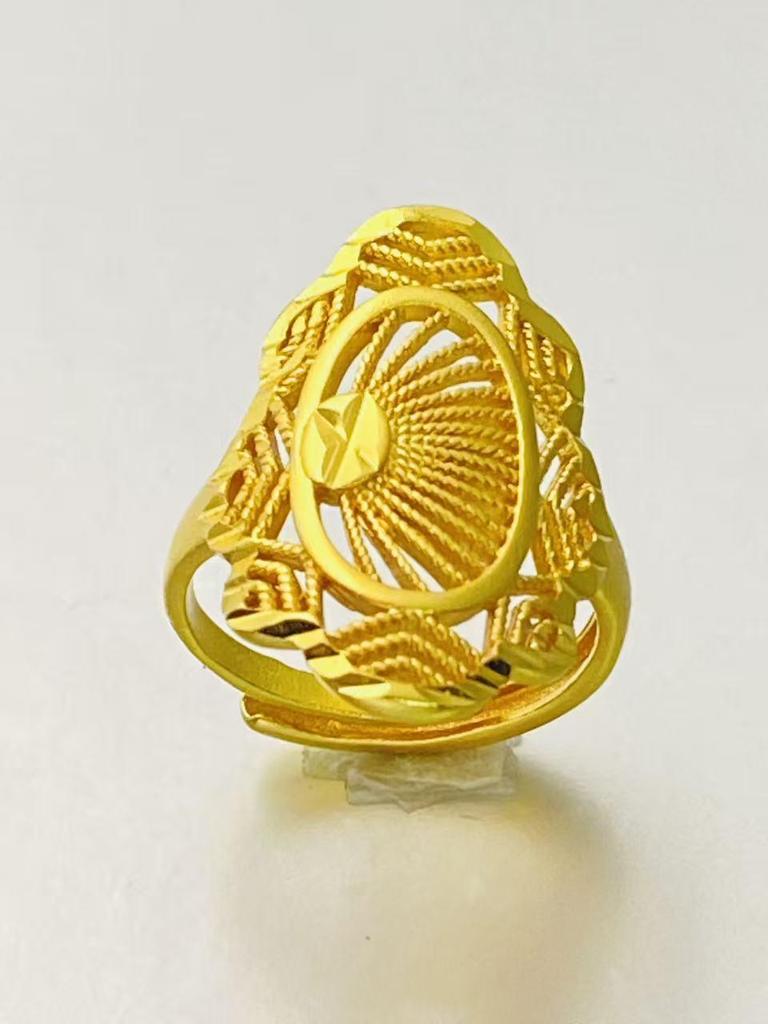 24K Gold Plated Adjustable Brass Ring - Personalized High-End Design