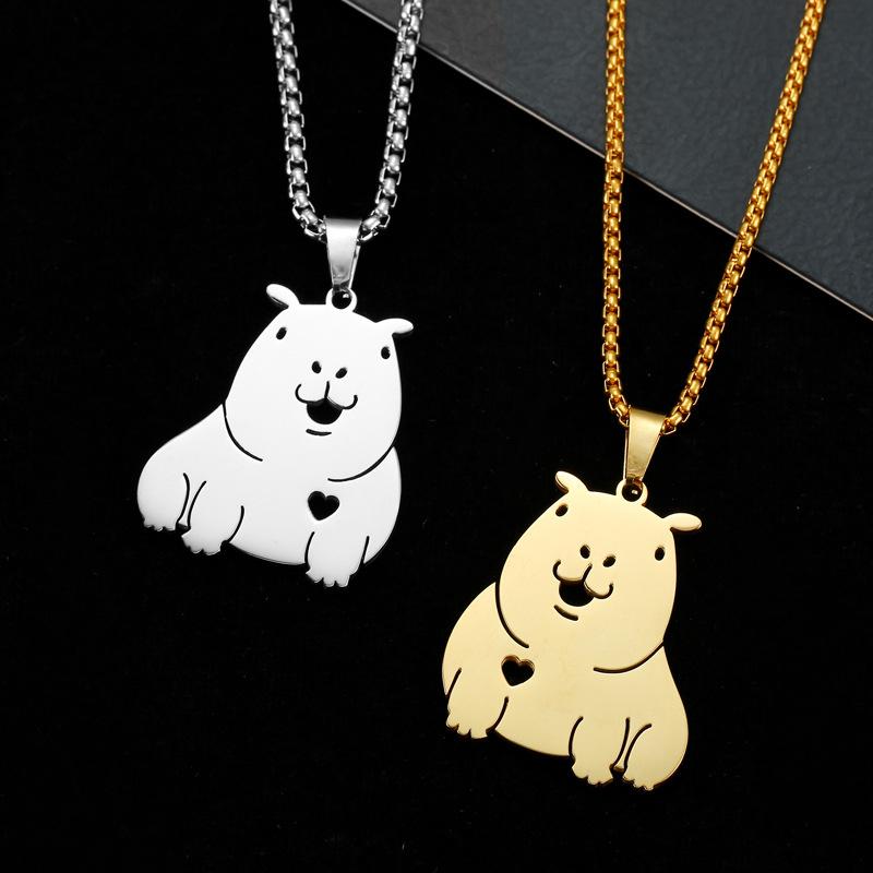 Capybara Necklace Couple Pendant Valentine's Day Gift Funny and Cute Titanium Steel Necklace