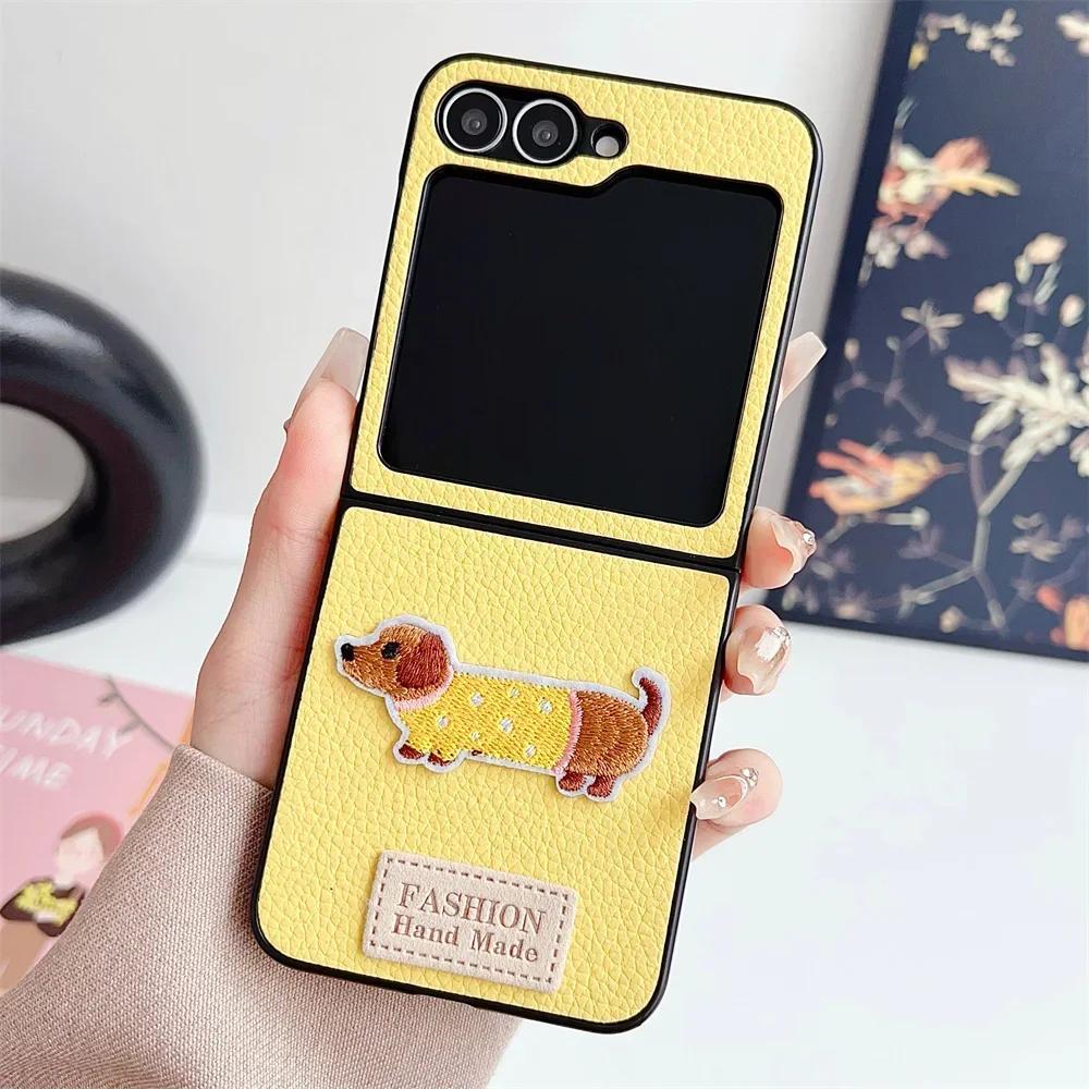 Shockproof Cartoon Leather Phone Case for Samsung for Galaxy Z Flip 6 5 4 3 Flip6 Flip5 Flip4 Flip3 5G Protective Cover