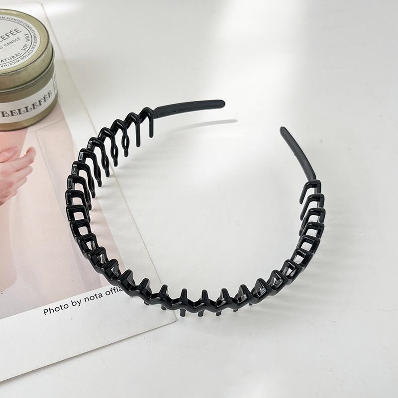 Black Series Headband Korean Style Practical Simple Face Wash Non-Slip Toothed Pressure Hair Hair Band Plastic Hair Accessories