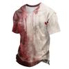 Men's Halloween V-Neck Short Sleeve T-Shirt, Lightweight Breathable Casual Print Tee, Fun Holiday Top for Costume Party