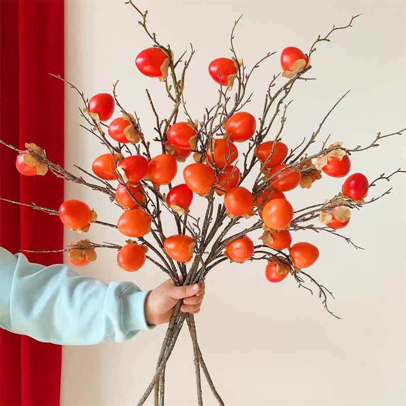 Persimmon Fruit Flower Arrangement: New Year's Dried Floral Decoration